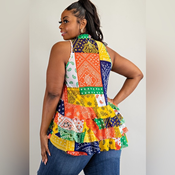 Flare bottom patchwork top - Picture 2 of 3